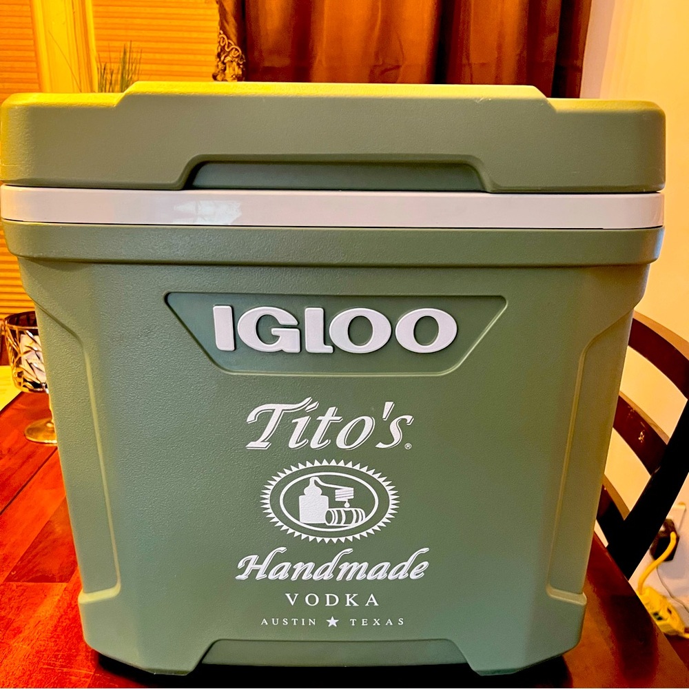 Tito’s igloo cooler 30QT.